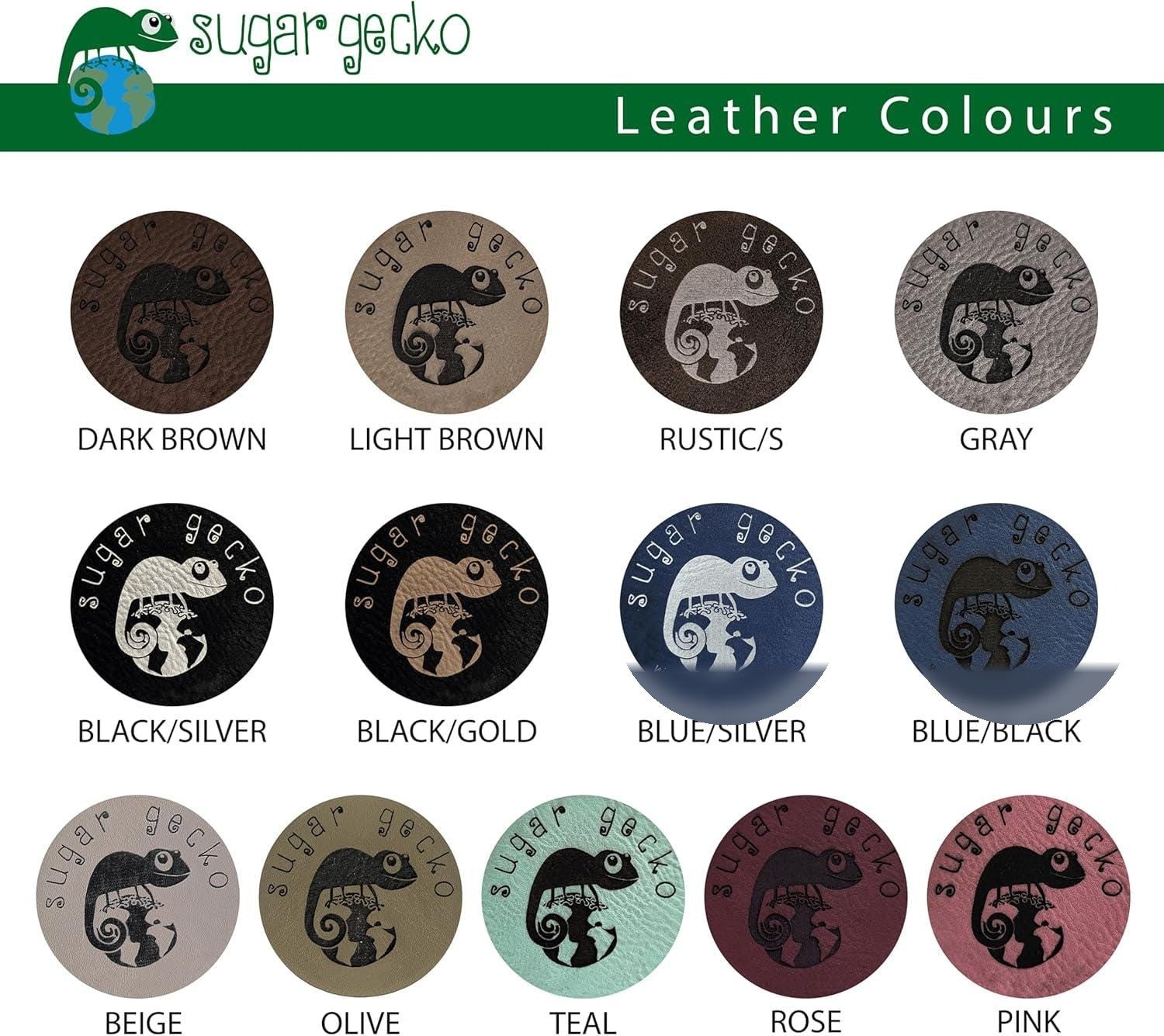 13 leather colours available for the personalised keyring