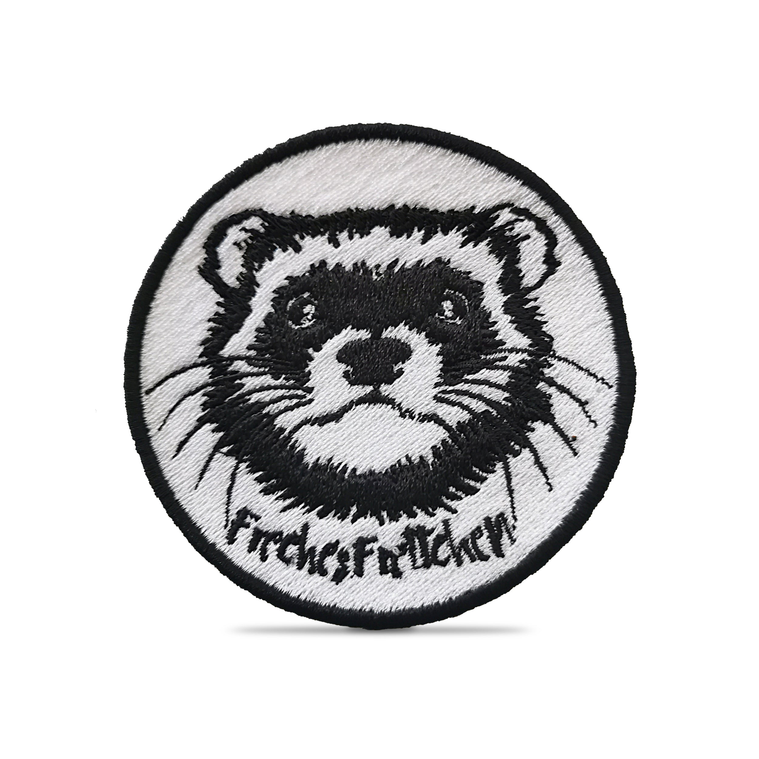 Custom embroidered patch featuring a detailed badger design with the name 'Frances' stitched beneath
