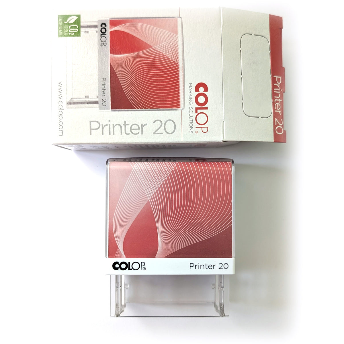 COLOP Printer 20 self-inking stamp with black textile ink pad, as supplied