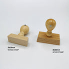 Two wooden handle rubber stamps: one sized 20x50mm and the other 30x60mm for custom address stamping.