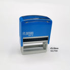 Blue self-inking stamp, Floman ECO-12, dimensions 47x18mm, perfect for custom address and return stamps.