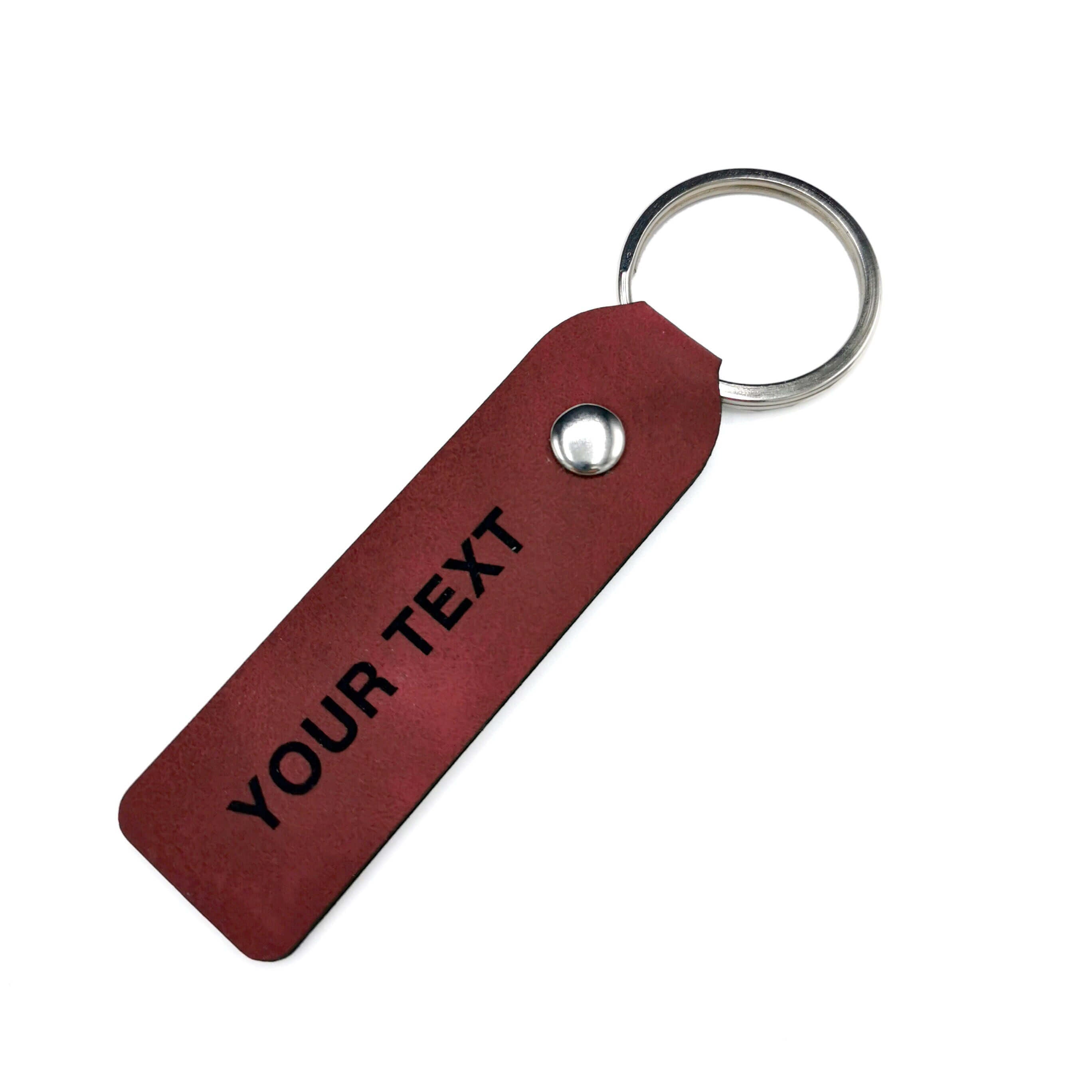 Custom leather keyring, handmade, personalized with indelible text on both sides, perfect gift for him or her.