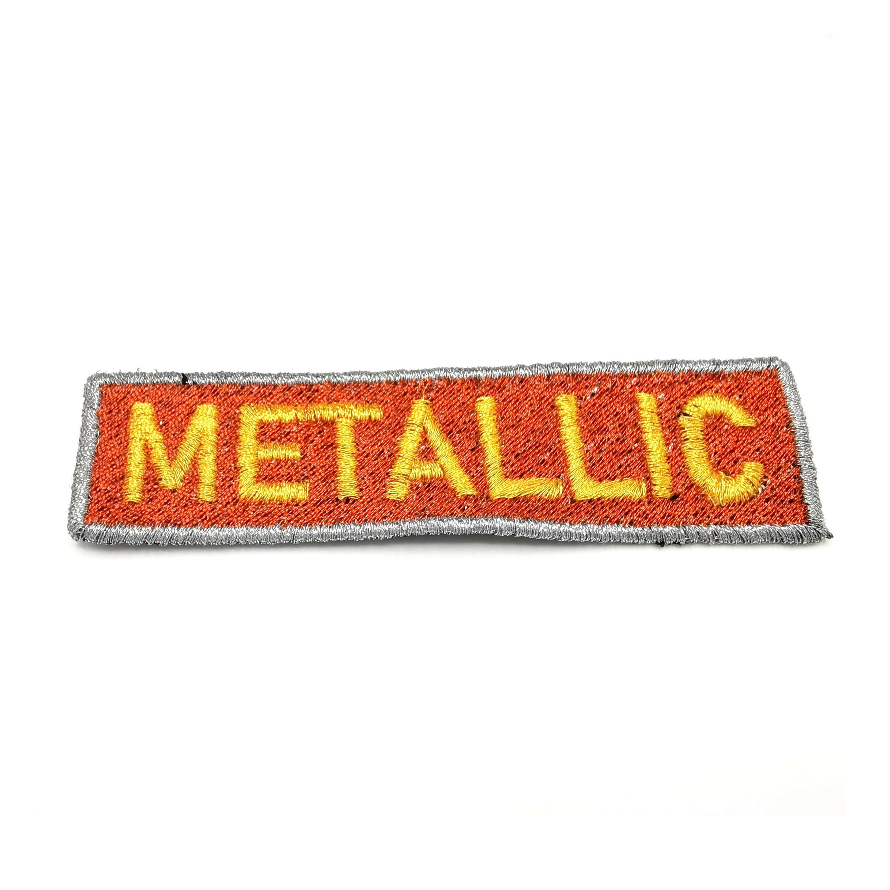 Metallic Colors Custom Name Embroidered patch in vibrant colors for personalizing biker or scooter gear.