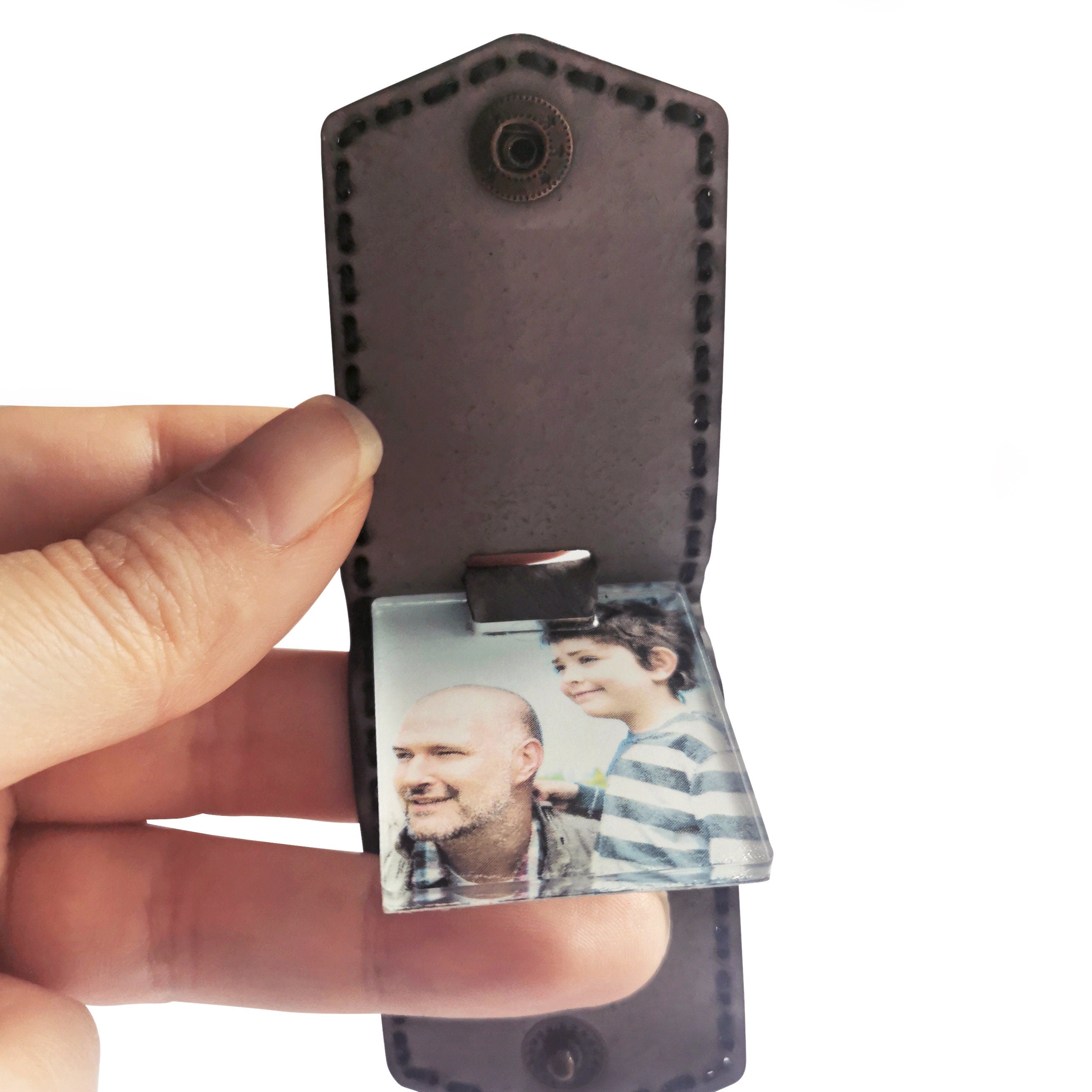 photo leather keychain