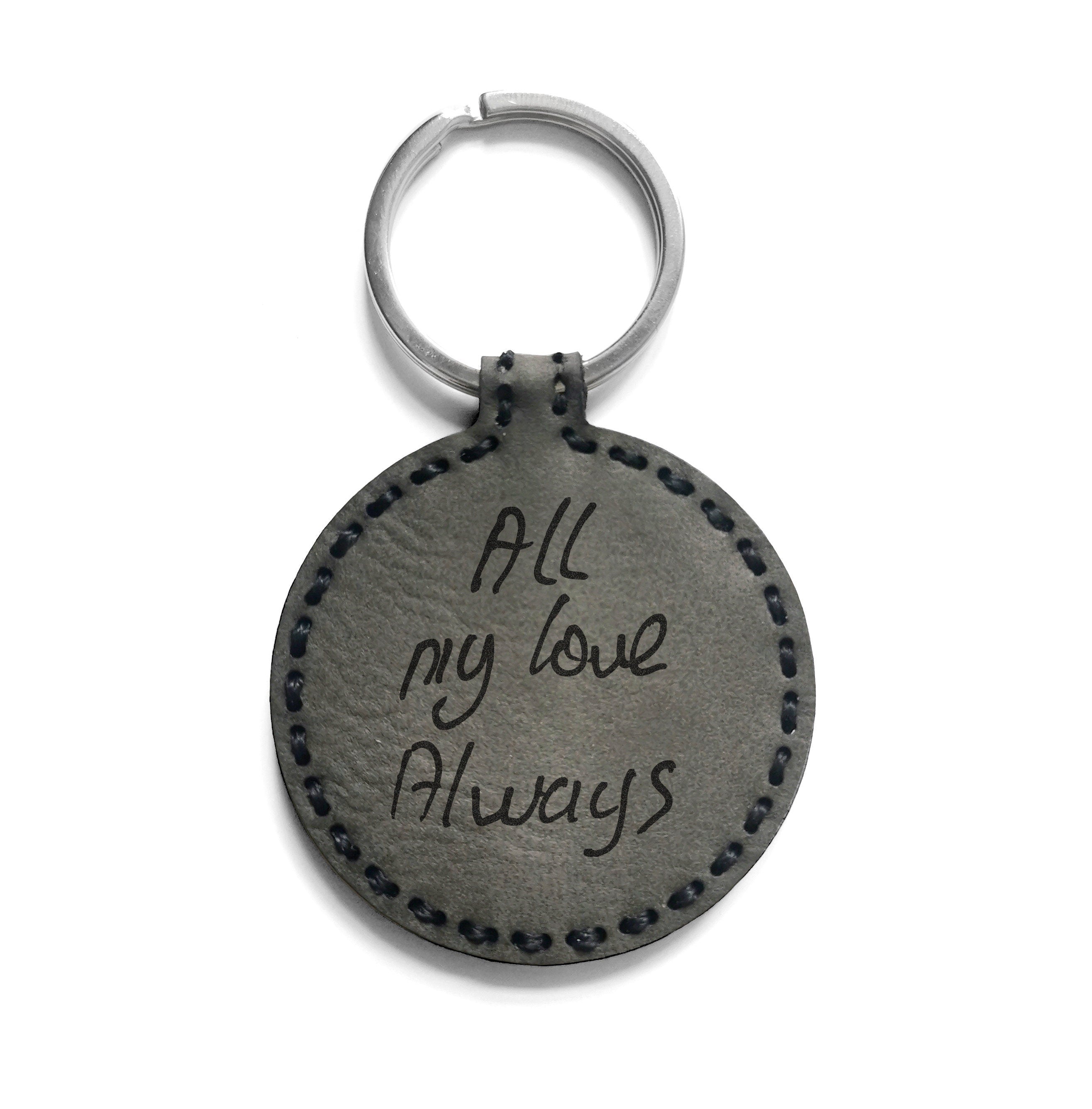 Actual Handwriting, leather photo keyring