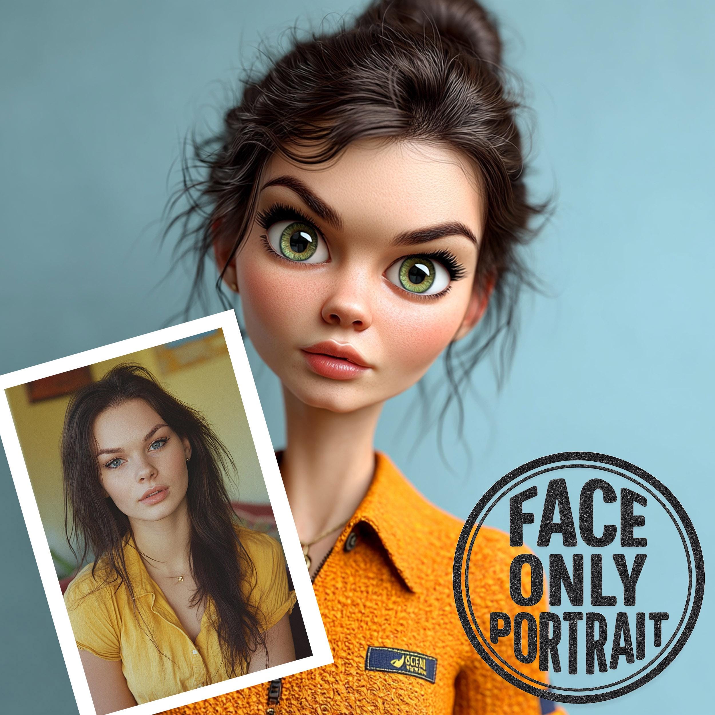 Custom face cartoon portrait showcasing vibrant caricature art, ideal for a personalized gift or social media avatar.