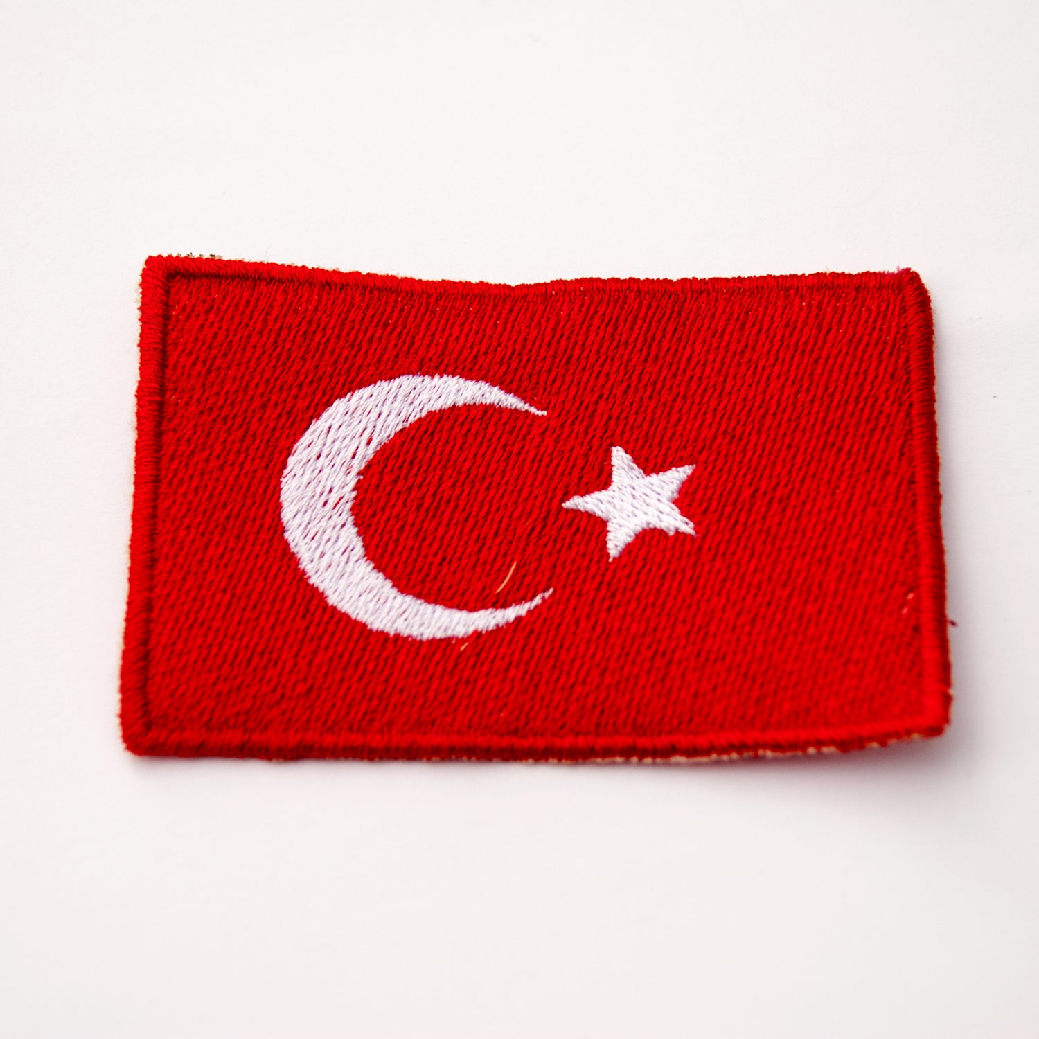 Embroidered Turkey flag patch, 4x6cm iron-on or sew-on patch, vibrant red and white design.