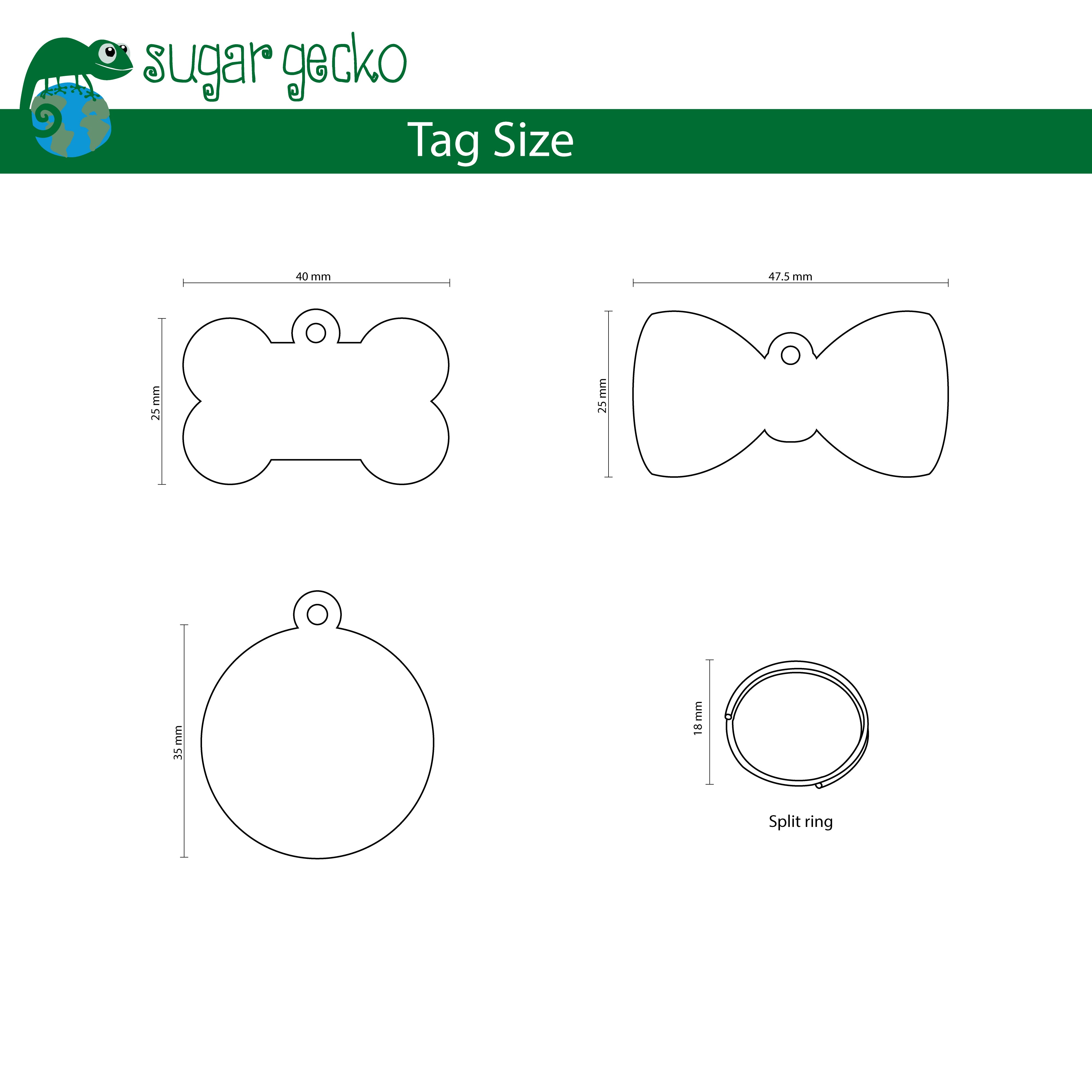 Personalised Stainless Steel Dog and Cat ID Tag B - Sugar Gecko