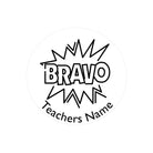 Customizable teacher stamp featuring 'BRAVO' and space for teacher's name, ideal for classroom use.