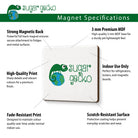 The image is a product description for a sugar gecko magnet, highlighting its features such as a strong magnetic back, high-quality 3 mm MDF base, indoor use only, and scratch-resistant surfaces.