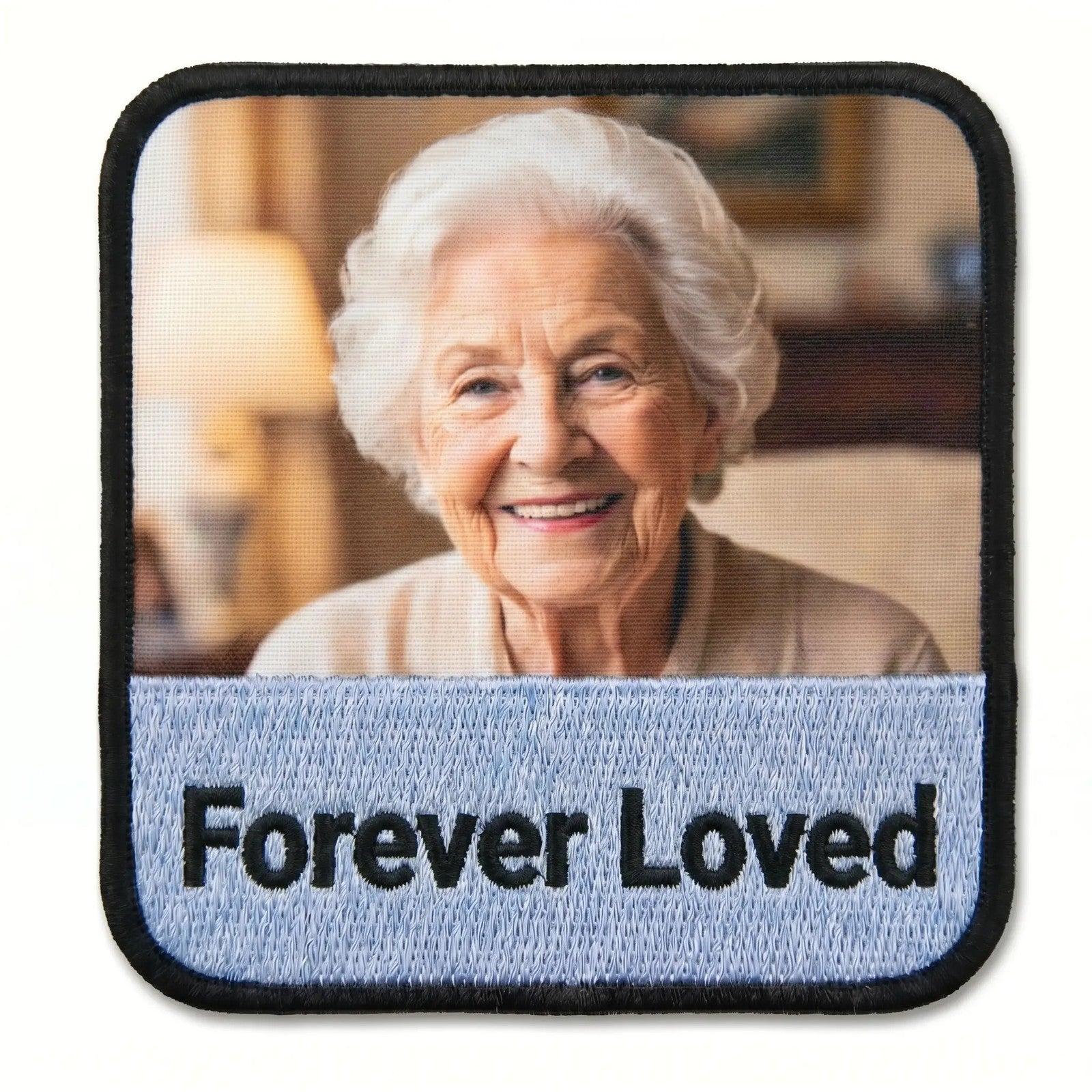 Personalised memorial photo patch example - Forever Loved