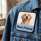 Photo patch sewn on a denim jacket