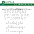 Font character guide showing the uppercase and lowercase script letters