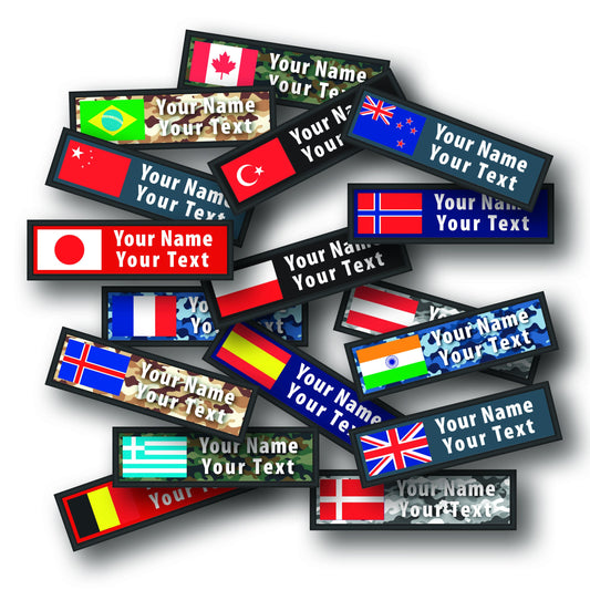 Personalised printed flag patch, Name Flag Patch, custom name patch,