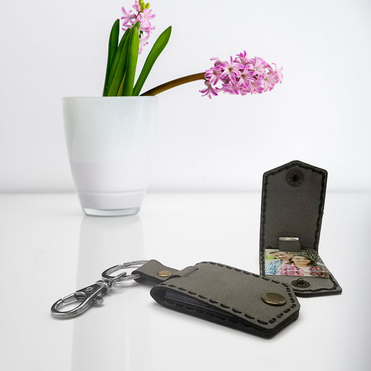 Actual Handwriting keyring, photo leather keychain, engraved keyring, your own writing, actual handwriting gift, memorial gifts