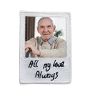 Handwritten embroidered patch featuring a photo and the phrase 'All my love Always' for memorial gifts.