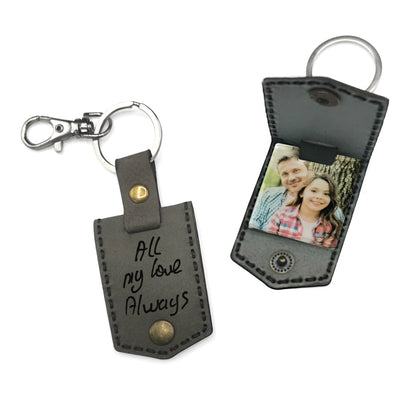 Actual Handwriting keyring, photo leather keychain, engraved keyring, your own writing, actual handwriting gift, memorial gifts