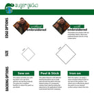 Product options for custom patches including edge choices and backing methods for personalization.