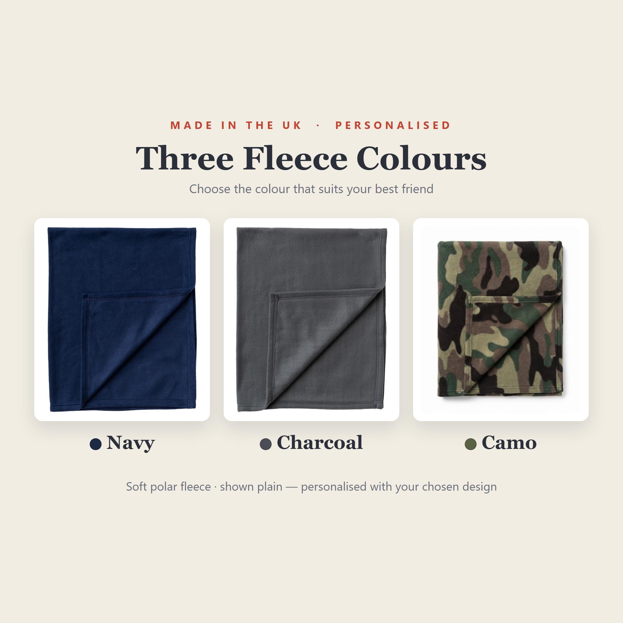 Three fleece colours navy charcoal camouflage