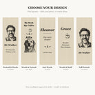 The five bookmark designs: Portrait & Words, Words & Portrait, Just Words, Words & Motif and Full Portrait