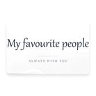 Back of the photo wallet card printed with a personal message