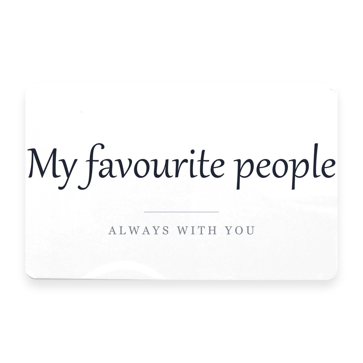 Back of the photo wallet card printed with a personal message
