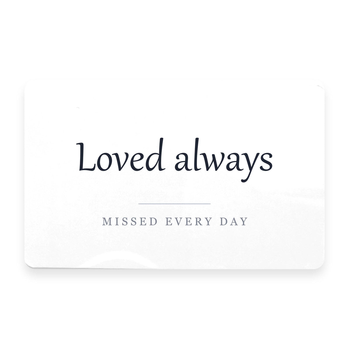 Back of the memorial wallet card printed with a short personal message