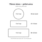 Print areas: 30mm round, 47 x 18 mm and 59 x 23 mm