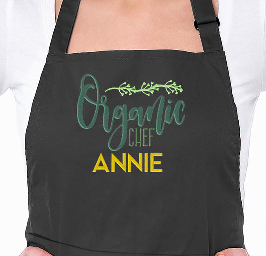 Organic Chef Embroidered Personalised Apron - Sugar Gecko