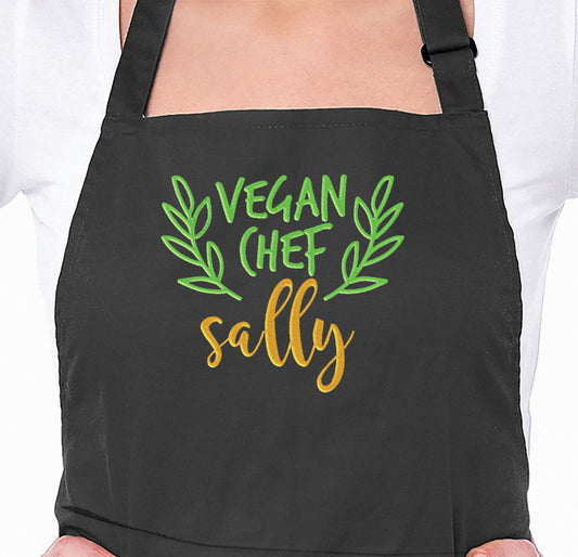 Vegan Chef Embroidered Personalised Apron - Sugar Gecko
