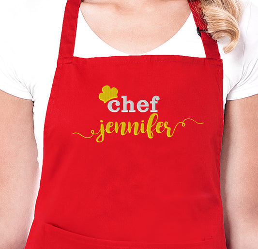 Chef Apron, Embroidered Personalised Apron - Sugar Gecko