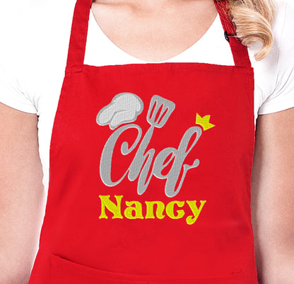 Chef Embroidered Apron, Personalised Apron - Sugar Gecko