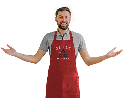 Grills King Embroidered Personalised Apron - Sugar Gecko